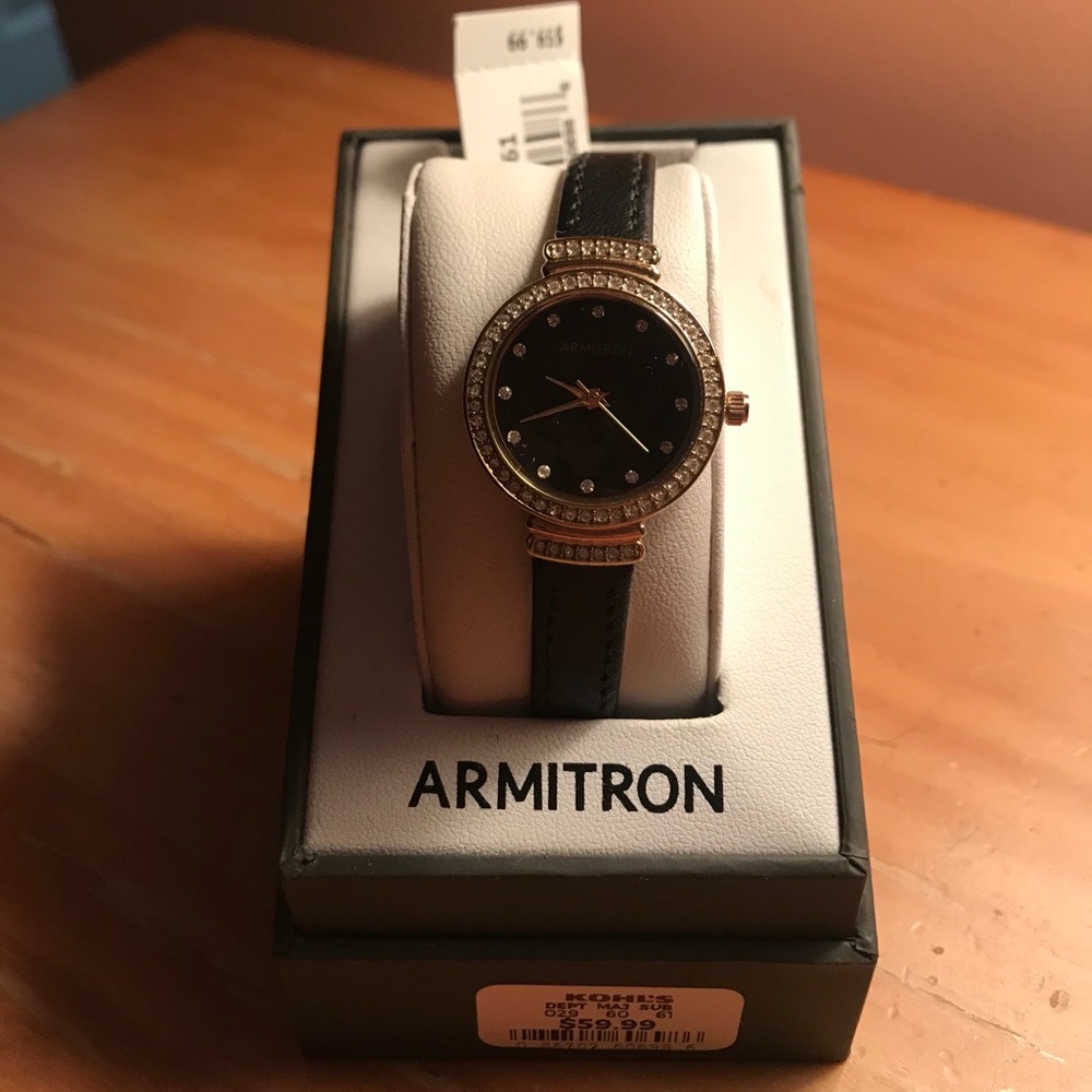 Black leather ladies watch